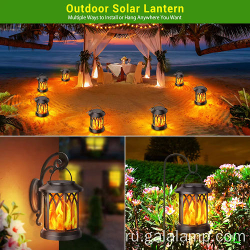 Солнечный фонарь на открытом воздухе с пламенем водонепроницаемый двор